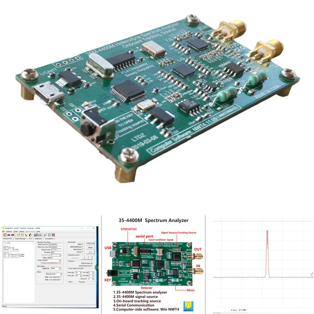 35-4400M USB Spectrum Analyzer Analysis Signal With Tracking Source + USB Cable Turn On Tracking Source Output
35-4400M USB Spectrum Analyzer Analysis Signal With Tracking Source + USB Cable Turn On Tracking Source Output