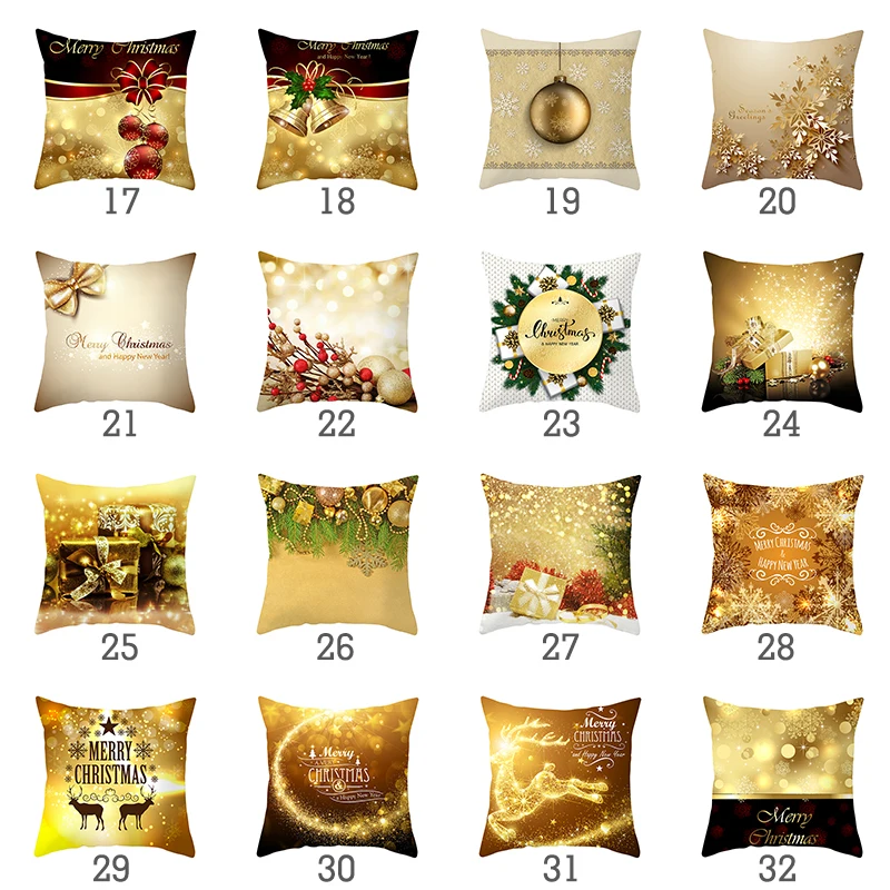 Christmas Cushion Cover Gold Printed Polyester Pillow Cover Decorative Pillow Case Sofa Seat Car Bedroom Soft Pillowcase 
Christmas Cushion Cover Gold Printed Polyester Pillow Cover Decorative Pillow Case Sofa Seat Car Bedroom Soft Pillowcase