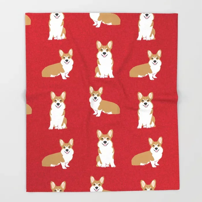 Dog Corgi Cartoon Throw Blanket Cute Kids Design Blankets for Beds Christmas Decorations Home | Дом и сад