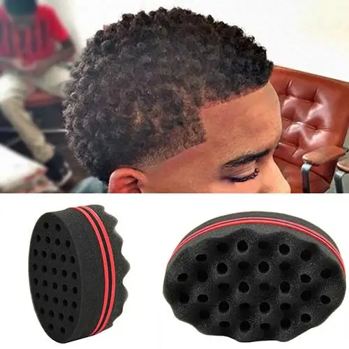 

Oval Double Sides Magic Twist Hair Brush Sponge Hair Small Wave Twists Brush for Locking Coil Afro Curl Barber Tool for Natural