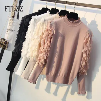 Fashion Woman Casual Knit Pullover Sweater 2019 Autumn Winter New Female Flowers Sleeves Ruffled Collar Loose Knitted Sweater
Fashion Woman Casual Knit Pullover Sweater 2019 Autumn Winter New Female Flowers Sleeves Ruffled Collar Loose Knitted Sweater