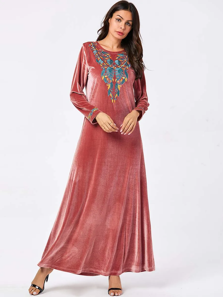 Фото Islamic Clothing Kaftan Dubai Velvet Muslim Dress Women Maxi Kimono Jubah Long Robe Abaya Hijab Dresses UAE Turkey Arabic | Тематическая