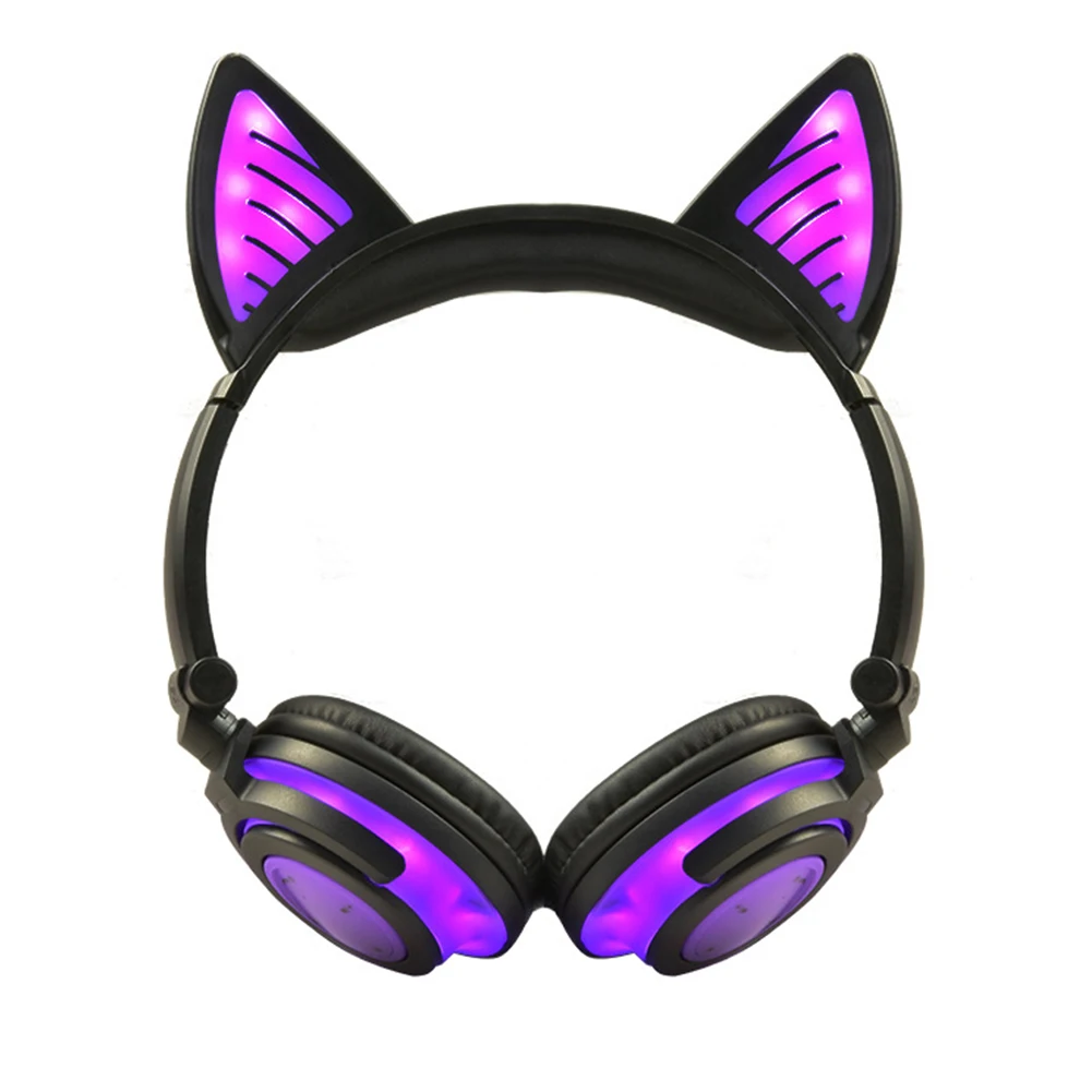Bluetooth 4 2 наушники кошачьи ушки светодиодный светильник беспроводные складные с