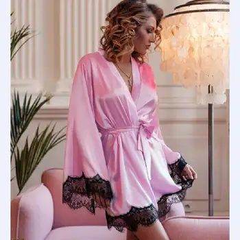 Sexy Mini Nightgown Women Casual Sleepwear Lace Home Robe bathwear Sleepingwear sexy shiny satin 1pc
Sexy Mini Nightgown Women Casual Sleepwear Lace Home Robe bathwear Sleepingwear sexy shiny satin 1pc