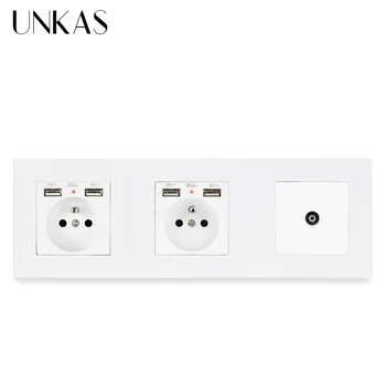 UNKAS PC Plastic Panel Double French Standard Socket with 4 USB Charging Port + 1 Gang Female TV Connector Television
UNKAS PC Plastic Panel Double French Standard Socket with 4 USB Charging Port + 1 Gang Female TV Connector Television