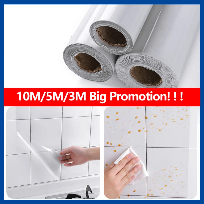 10M/5M/3M Kitchen Table Glass Protect To Oil Wall Sticker Heat-Resistant Self Adhesive Film Waterproof kitchen Home Furniture | Дом и сад