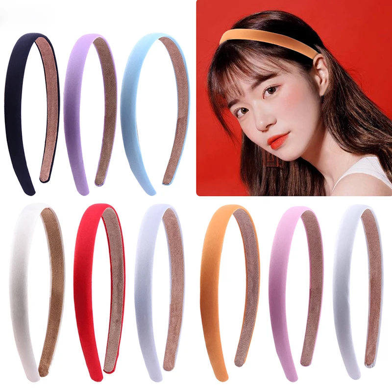 

1.5cm High Elastic Satin Covered Headbands Satin Headband for Women Girls DIY Ribbon Hairband Solid Bezel Hair Accessories Tiara