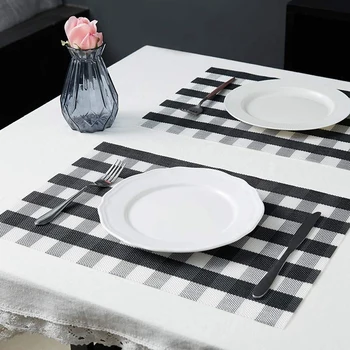 Placemats, Table Mats,Placemat Set of 6 Non-Slip Washable Place Mats,Heat Resistant Kitchen Table Mats for Dining Table (Black a
Placemats, Table Mats,Placemat Set of 6 Non-Slip Washable Place Mats,Heat Resistant Kitchen Table Mats for Dining Table (Black a
