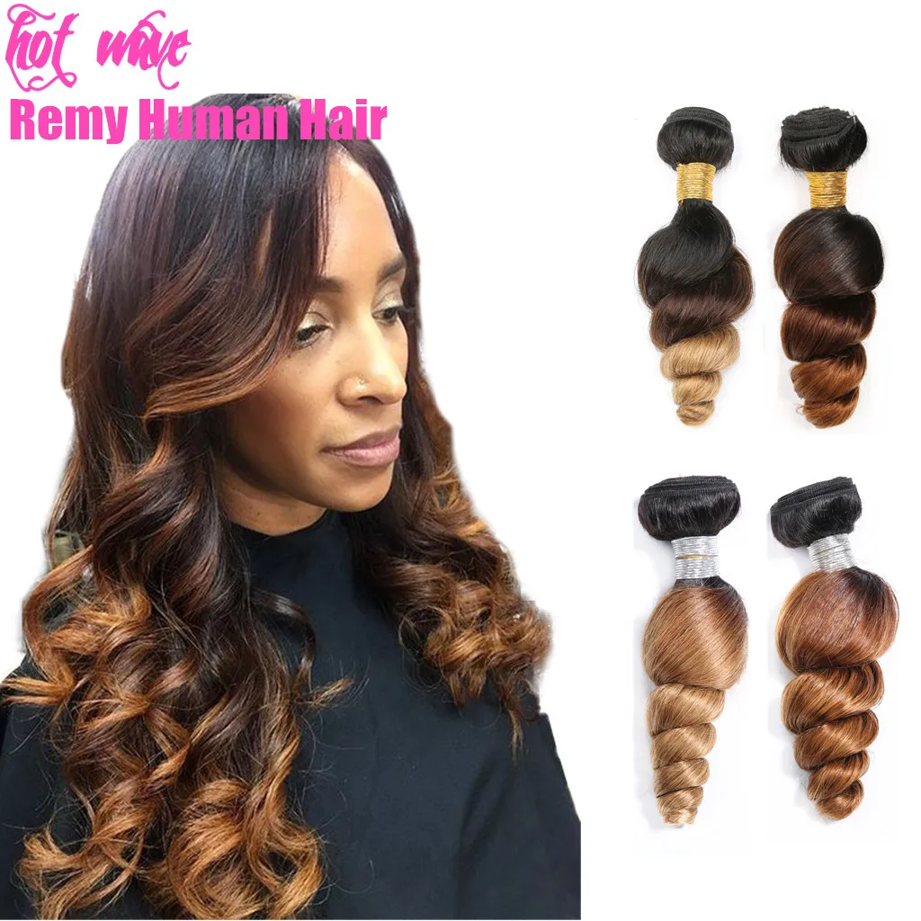 Hot Wave Remy Brazilian Human Hair Weaving Bundles Extension for Women Ombre Loose Wave Weft Black Brown Gold Golden 1B 4 27 30
Hot Wave Remy Brazilian Human Hair Weaving Bundles Extension for Women Ombre Loose Wave Weft Black Brown Gold Golden 1B 4 27 30