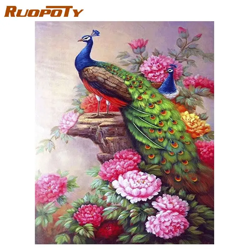 Алмазная живопись RUOPOTY Павлин полный квадрат/круглый алмазная вышивка крестиком