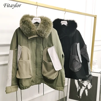 Fitaylor Women Winter Thickness Warm White Duck Down Parkas Large Natural Fox Fur Collar Safari Style Down Coat Female Outwear
Fitaylor Women Winter Thickness Warm White Duck Down Parkas Large Natural Fox Fur Collar Safari Style Down Coat Female Outwear