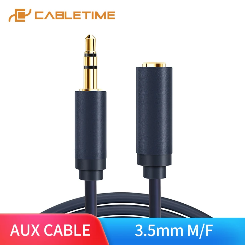 

CABLETIME 3.5mm Audio Extension Stereo Cable M/F AUX Headphone Cable Adapter For Iphone 6s MP3/MP4 DVD PC Radio 1.8-15M C110
