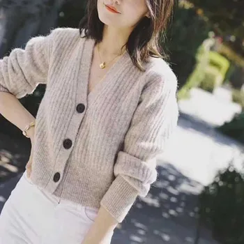 Women Sweater New Wool Blend Cardigan Single Breasted Knit Cardigan Jacket Women
Women Sweater New Wool Blend Cardigan Single Breasted Knit Cardigan Jacket Women