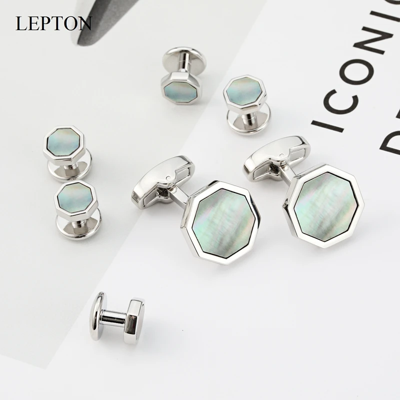 Hot Sale Mother of Pearl Cufflinks tuxedo studs Sets Lepton Shell Cufflink Collar Studs Cuff links Men Jewelry Drop Shipping
Hot Sale Mother of Pearl Cufflinks tuxedo studs Sets Lepton Shell Cufflink Collar Studs Cuff links Men Jewelry Drop Shipping