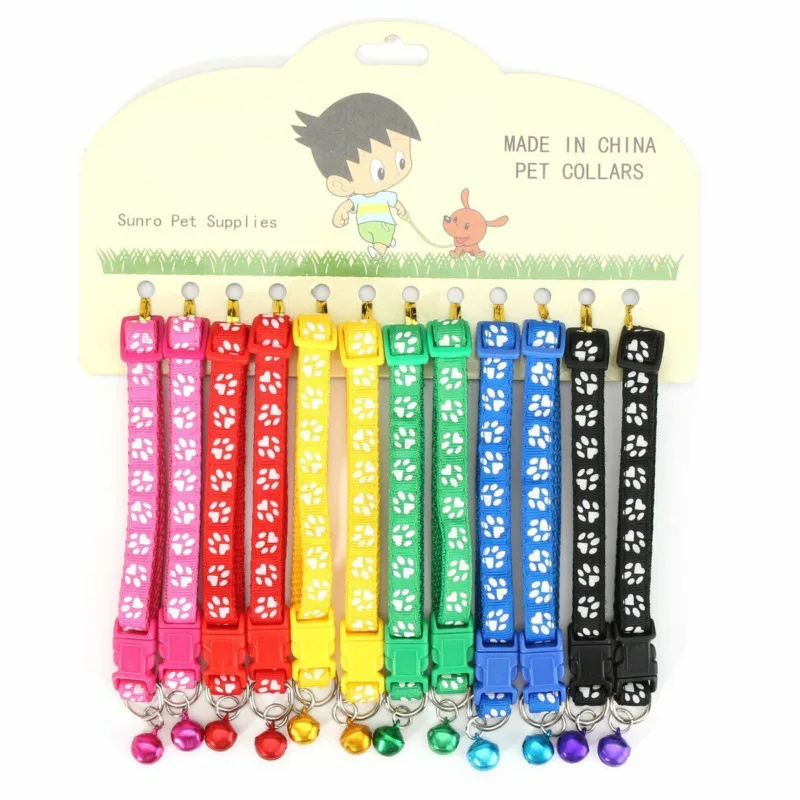 12pcs Rolled Soft Strong Fabric Pets' Collar Round Small Puppy Cats Dogs Collars with Bells New Animals' Paw Printed Harness Hot
12pcs Rolled Soft Strong Fabric Pets' Collar Round Small Puppy Cats Dogs Collars with Bells New Animals' Paw Printed Harness Hot