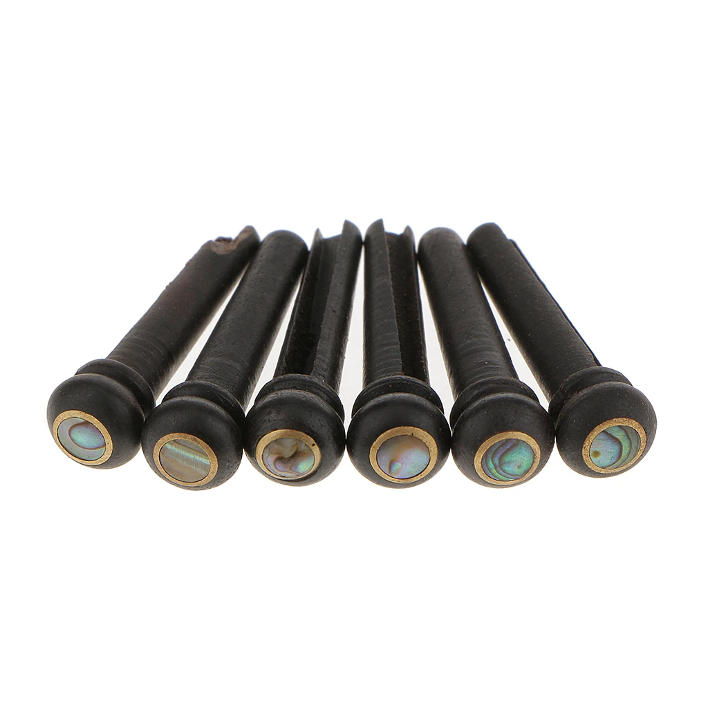 12 Ebony Wood Abalone Shell Bridge Pins Acoustic Guitar String Pegs Pin Set 12 Ebony Wood Abalone Shell Bridge Pins Acoustic Guitar String Pegs Pin Set