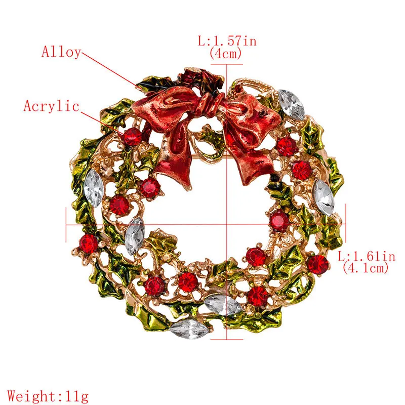 christmas flower wreath brooches for women 2019 fashion enamel