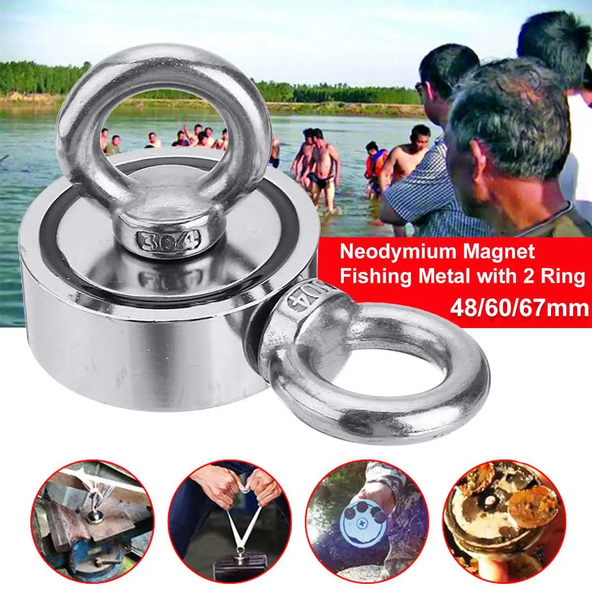 New 120KG-300KG Round Double Sided Strong Magnet Neodymium Magnet Fishing Rare Earth Magnet Detector Kit Powerful Magnetic
New 120KG-300KG Round Double Sided Strong Magnet Neodymium Magnet Fishing Rare Earth Magnet Detector Kit Powerful Magnetic