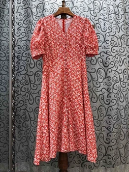 2020 Spring and Summer New Women's V-neck Back Zipper Decorations Floral Print Short Sleeve Long Dress 601
2020 Spring and Summer New Women's V-neck Back Zipper Decorations Floral Print Short Sleeve Long Dress 601