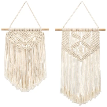 2 Pcs Macrame Wall Hanging Small Art Woven Wall Decor Boho Chic Home Decoration for Apartment Bedroom Living Room Gallery, 13 In 
2 Pcs Macrame Wall Hanging Small Art Woven Wall Decor Boho Chic Home Decoration for Apartment Bedroom Living Room Gallery, 13 In