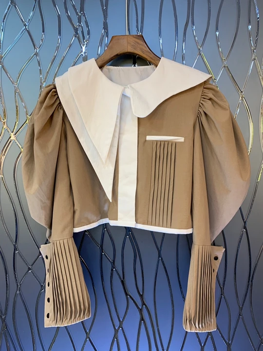 2019 Early Autumn New Women's Irregular Neckwear Colour Mosaic with Pleated Long Sleeve Short-style Jacket 814
2019 Early Autumn New Women's Irregular Neckwear Colour Mosaic with Pleated Long Sleeve Short-style Jacket 814