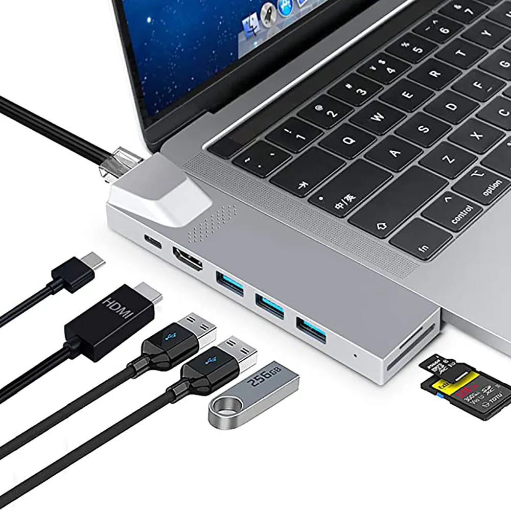 8 In 1 USB C Hub for Macbook Pro USB Hub 3.0 Adapter PD HDMI RJ45 TF SD Thunderbolt Type C Hub For MacBook iPad Splitter Dock
8 In 1 USB C Hub for Macbook Pro USB Hub 3.0 Adapter PD HDMI RJ45 TF SD Thunderbolt Type C Hub For MacBook iPad Splitter Dock