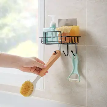 Kitchen Sink Organizer Wall Mounted Iron Storage Rack Shelf with Hook Sponge Holder Soap Drying Rack Drainer Sink Caddy
Kitchen Sink Organizer Wall Mounted Iron Storage Rack Shelf with Hook Sponge Holder Soap Drying Rack Drainer Sink Caddy