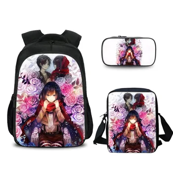 3PCS Attack on Titan Printing Student School Shoulder Pencil Lunch Bag Backpack Satchel Laptop Rucksack Teenager Travel Mochila 
3PCS Attack on Titan Printing Student School Shoulder Pencil Lunch Bag Backpack Satchel Laptop Rucksack Teenager Travel Mochila