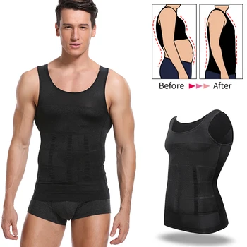 

Mens Body Shaper Abs Abdomen Slimming Compression Shirts Belly Reducing Shapewear Corset Top Fitness Hide Gynecomastia Underwear