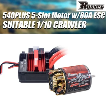 2020 Newest Rocket 540PLUS 5-Slot 11T Waterproof Brushed Motor w/80A ESC for Tamiya Kyosho TRAXXAS WLtoys 1/10 RC Crawler Car
2020 Newest Rocket 540PLUS 5-Slot 11T Waterproof Brushed Motor w/80A ESC for Tamiya Kyosho TRAXXAS WLtoys 1/10 RC Crawler Car