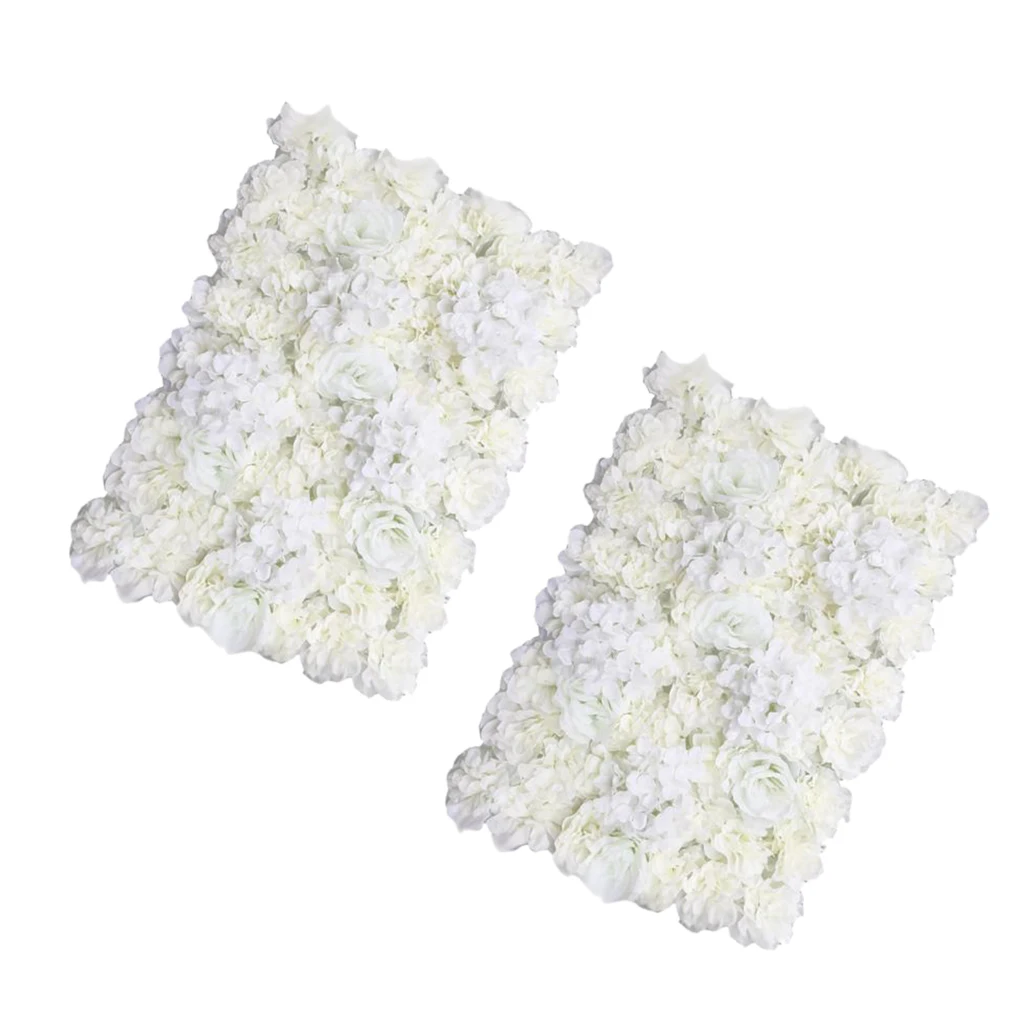 2pieces Silk Artificial Flower Wall Panel Wedding Venue Shop Window Decor Cream 2pieces Silk Artificial Flower Wall Panel Wedding Venue Shop Window Decor Cream