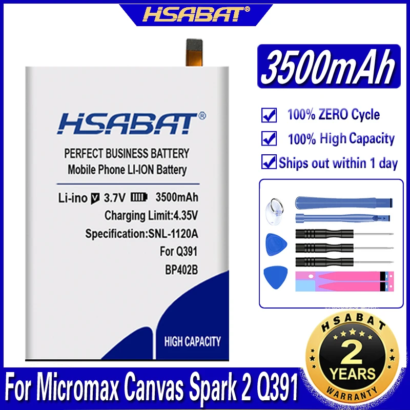 Аккумулятор HSABAT 3500 мА · ч BP402B Для Micromax Q391 Canvas Spark 2 | Мобильные телефоны и