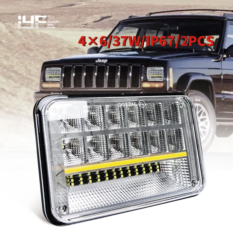 Светодиодный ная фара 4x6 дюймов Ближний/Дальний свет IP67 12 В 24 36 для грузовиков