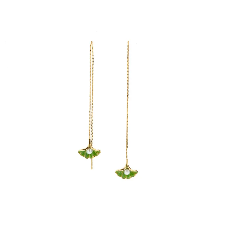 Unique Green Yellow Ginkgo Leaf Chain Earrings Fashion Jewelry Hand Painted Enamel Silver Gold Color Long Dangle Earrings EH014
Unique Green Yellow Ginkgo Leaf Chain Earrings Fashion Jewelry Hand Painted Enamel Silver Gold Color Long Dangle Earrings EH014