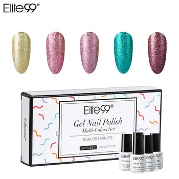 

Elite99 5PCS Platinum Glitter Gel Polish Set with Gift Box Soak Off 7ml Shimmer UV Gel Lacquer Hybrid Varnish Nail Art Manicure