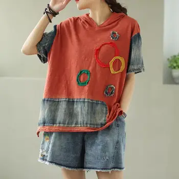 Women's Vintage Denim Soft Cloth Style Short-sleeved T-shirt Summer 2020 All-match Top And Tees Female Free Size pullovers
Women's Vintage Denim Soft Cloth Style Short-sleeved T-shirt Summer 2020 All-match Top And Tees Female Free Size pullovers