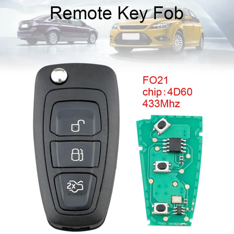 433Mhz 3 Buttons Flip Remote Key Fob with 4D60 Chip and F021 Blade Fit for Ford / Focus / Mk1 / Mondeo New
433Mhz 3 Buttons Flip Remote Key Fob with 4D60 Chip and F021 Blade Fit for Ford / Focus / Mk1 / Mondeo New