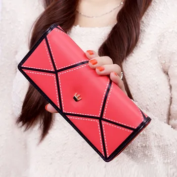 Women PU Leather Hasp Long Geometric Pattern Purse Tri-fold Wallet Card Holder Cash Coin Handbag NIN668 
Women PU Leather Hasp Long Geometric Pattern Purse Tri-fold Wallet Card Holder Cash Coin Handbag NIN668