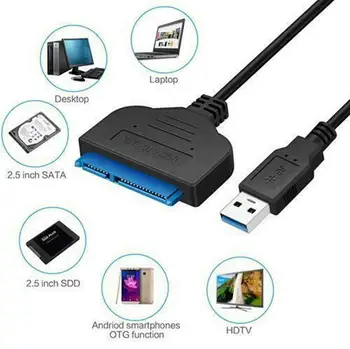 USB 3.0 To SATA Adapter Cable External Hard Disk 22 Pin SATA III to USB 3.0 Aapters Cable for 2.5 Inch HDD/ SSD 500Mbps
USB 3.0 To SATA Adapter Cable External Hard Disk 22 Pin SATA III to USB 3.0 Aapters Cable for 2.5 Inch HDD/ SSD 500Mbps
