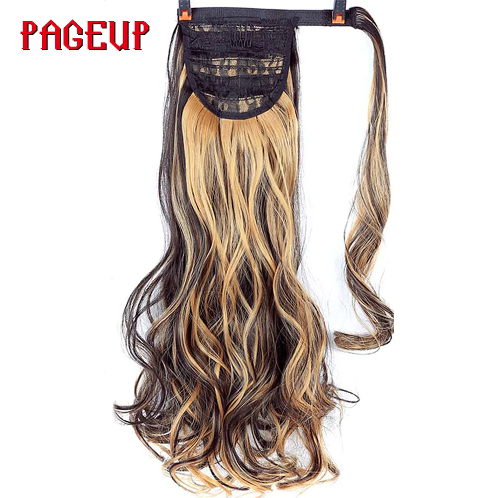 24 Inchs Curly Straight Ponytail Clip In Synthetic Hair Extensions Wrap on Hairpieces Fake Pageup | Шиньоны и парики