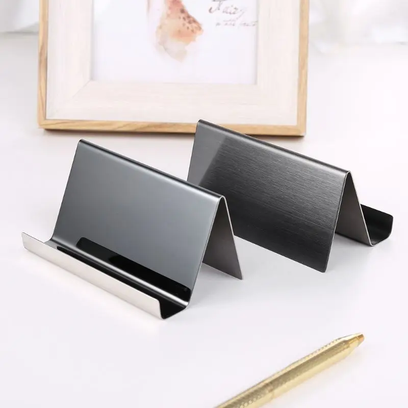 11 Colors High-End Stainless Steel Business Name Card Holder Display Stand Rack Desktop Table Organizer for Office |