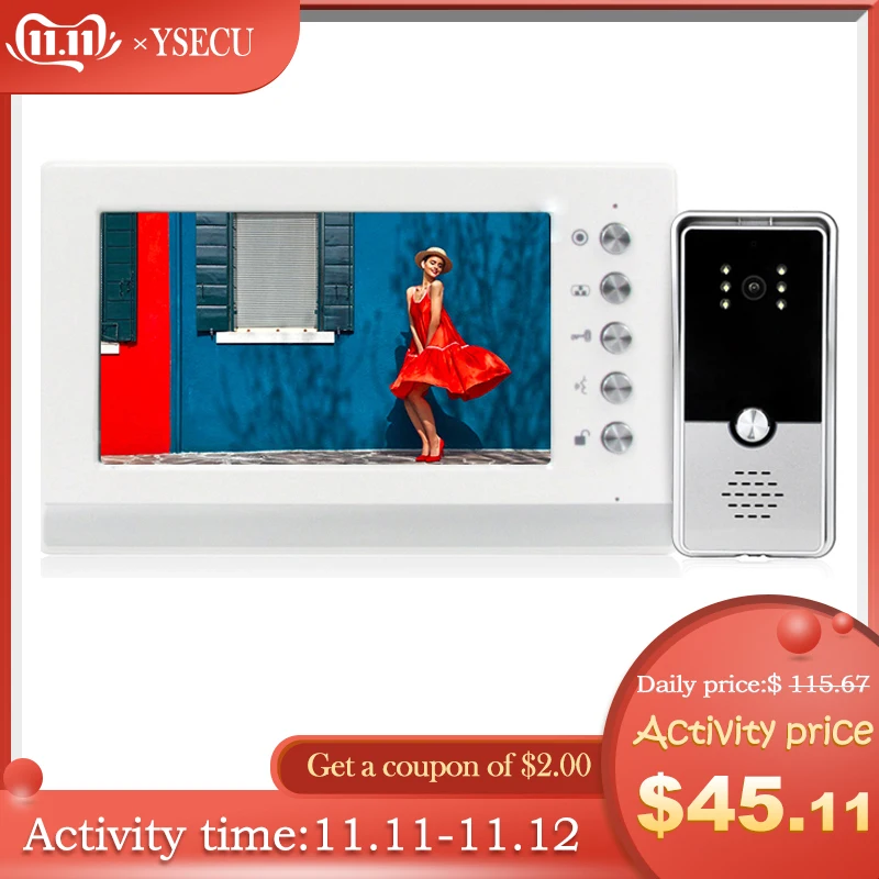 

YSECU 7 inch 1000TVL HD Video intercom kit for home security,Video Door Phone with lock,Video Intercom
