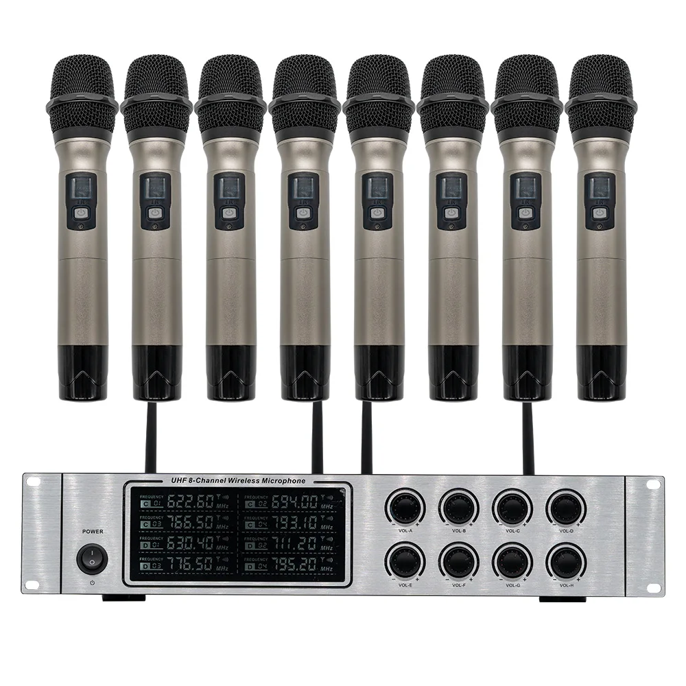 Wireless microphone system professional UHF channel dynamic microphone 8-channel karaoke handheld microphone
Wireless microphone system professional UHF channel dynamic microphone 8-channel karaoke handheld microphone
