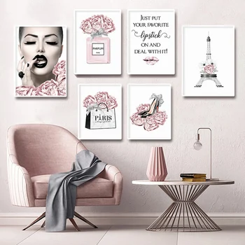 Fashion Makeup Women Painting Wall Art Heels Shoes Canvas Poster Pink Flower Trendy Picture for Living Room Modern Home Decor
Fashion Makeup Women Painting Wall Art Heels Shoes Canvas Poster Pink Flower Trendy Picture for Living Room Modern Home Decor