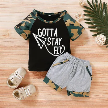 Baby Boy 2Pcs Sets Camouflage Letter Printing Short Sleeve Tops Elastic Waist Splice Shorts Summer Child Clothing Free Shipping
Baby Boy 2Pcs Sets Camouflage Letter Printing Short Sleeve Tops Elastic Waist Splice Shorts Summer Child Clothing Free Shipping