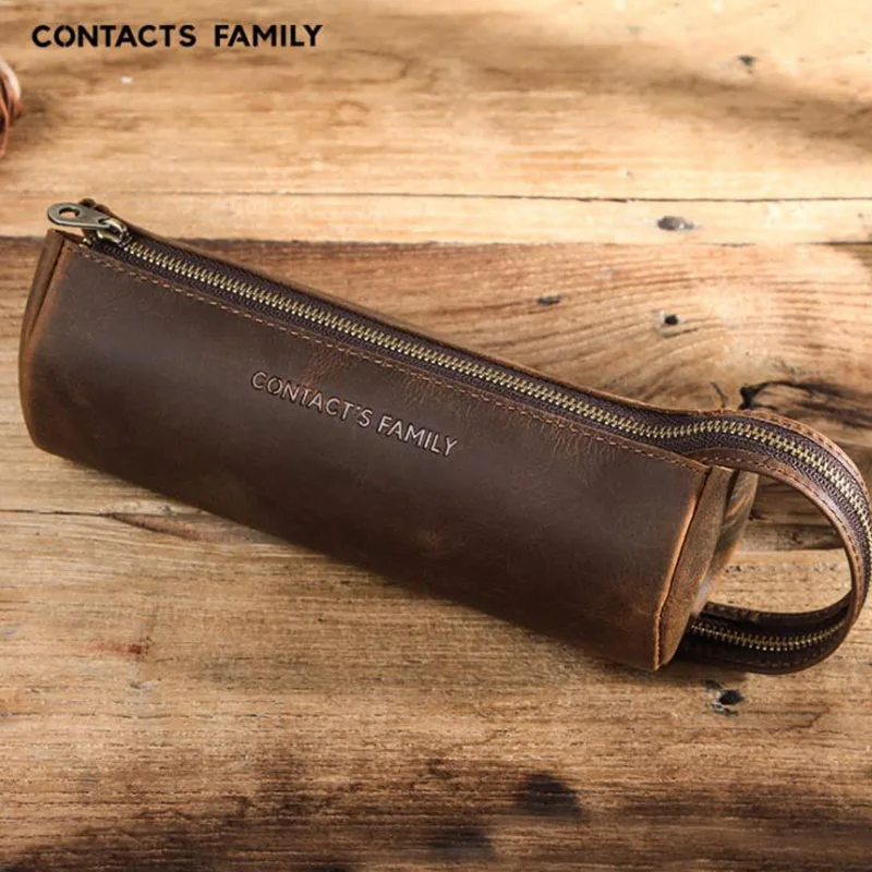Handmade Big Capacity Crazy Horse Cowhide Leather Pencil Bag Storage Cosmetic Bag Case for Bussiness &School as Gift
Handmade Big Capacity Crazy Horse Cowhide Leather Pencil Bag Storage Cosmetic Bag Case for Bussiness &School as Gift