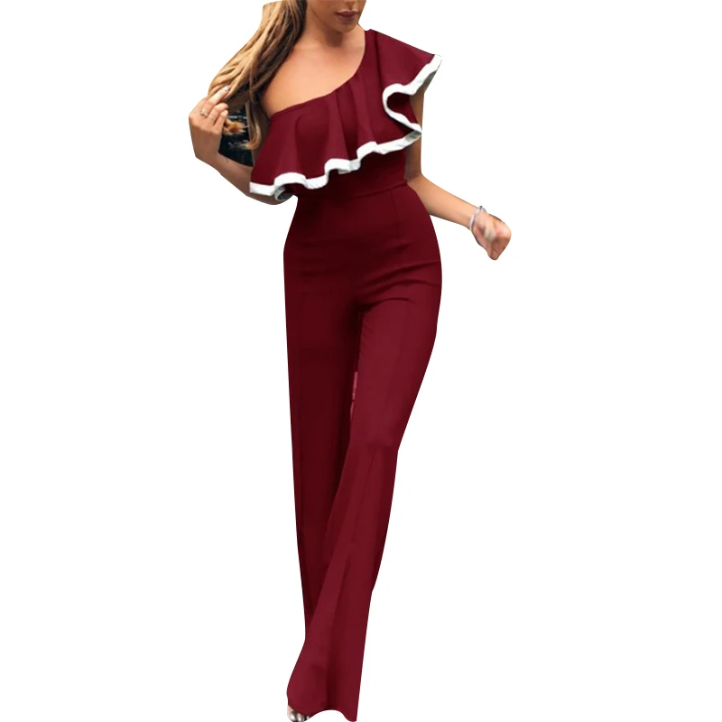 Fashion Rompers Womens Jumpsuit Sexy One-shoulder Ruffled Sleeves Jumpsuit Trousers Summer Women Clothes Macacao Feminino 2019
Fashion Rompers Womens Jumpsuit Sexy One-shoulder Ruffled Sleeves Jumpsuit Trousers Summer Women Clothes Macacao Feminino 2019
