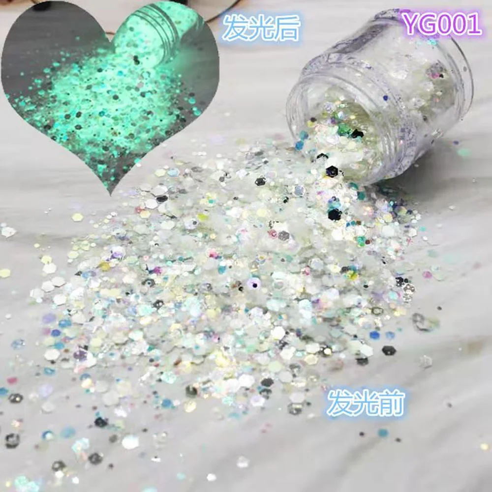 50g/Bag Shiny Glow In The Dark Nail Glitter Chunky Sequins 12 Colors Luminous Hexagon Manicure Decorations Nail Art Flakes TG#02
50g/Bag Shiny Glow In The Dark Nail Glitter Chunky Sequins 12 Colors Luminous Hexagon Manicure Decorations Nail Art Flakes TG#02