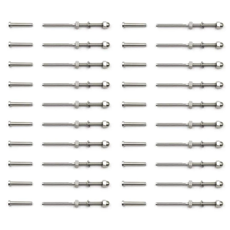 Threaded Stud Terminal Tensioner and ball Swage Kit 20-Pack 316 End Fitting for 1/8 Inch Stainless Steel Cable Railing System
Threaded Stud Terminal Tensioner and ball Swage Kit 20-Pack 316 End Fitting for 1/8 Inch Stainless Steel Cable Railing System