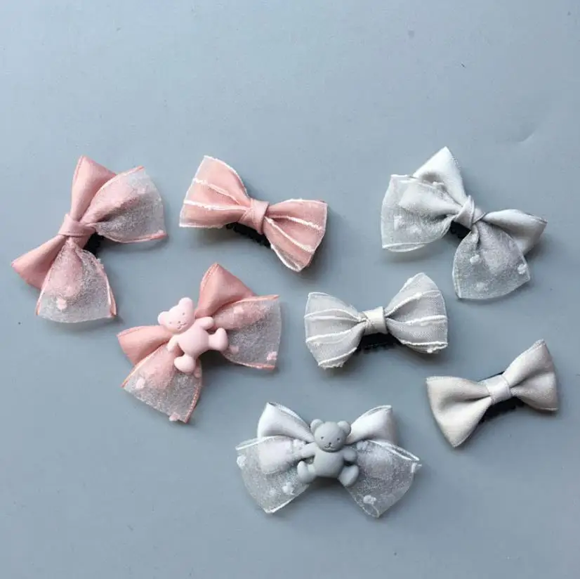 

NEW Baby Mini andmade Cloth Bowknot Hair Clips 2pcs Kids with Little Hair New born Girls Hair Accessories cartoon Hairpins B1